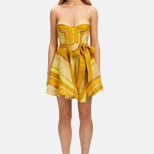 Bardot Brynne Mini Dress in Yellow Stripe.